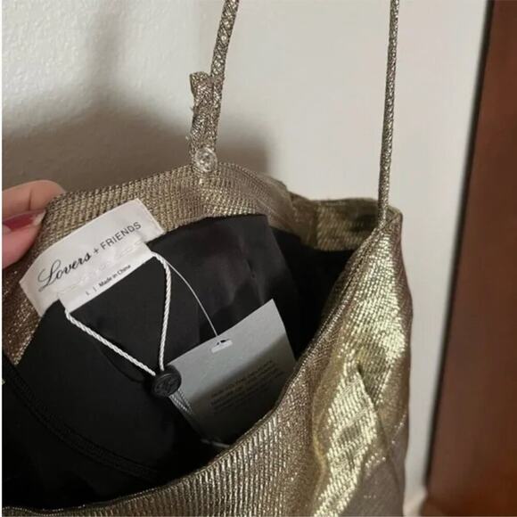 Lovers + Friends Revolve The Karine Metallic Mini Dress in Pale Gold - Picture 6 of 7